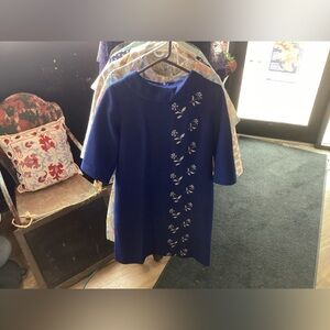 Lady Mendel’s Blue with White Flowers Mini Dress